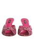 Dolce & Gabbana Pink Leather Heels Slides Sandals Shoes